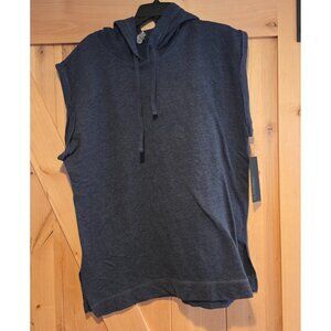 New! Mono B Sleeveless Hoodie Women 1XL Blue Gray Athletic